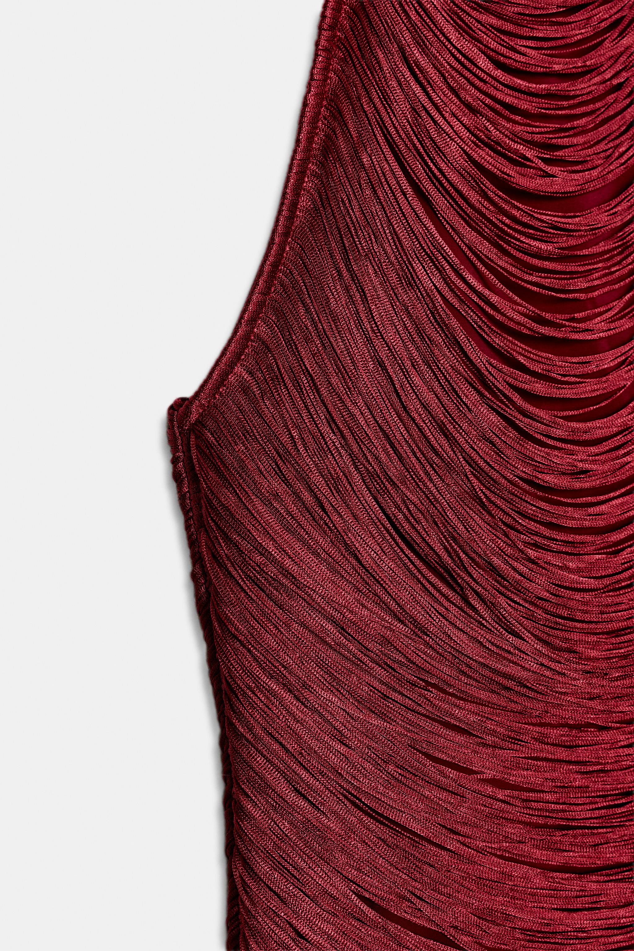 SHORT HALTER FRINGE DRESS